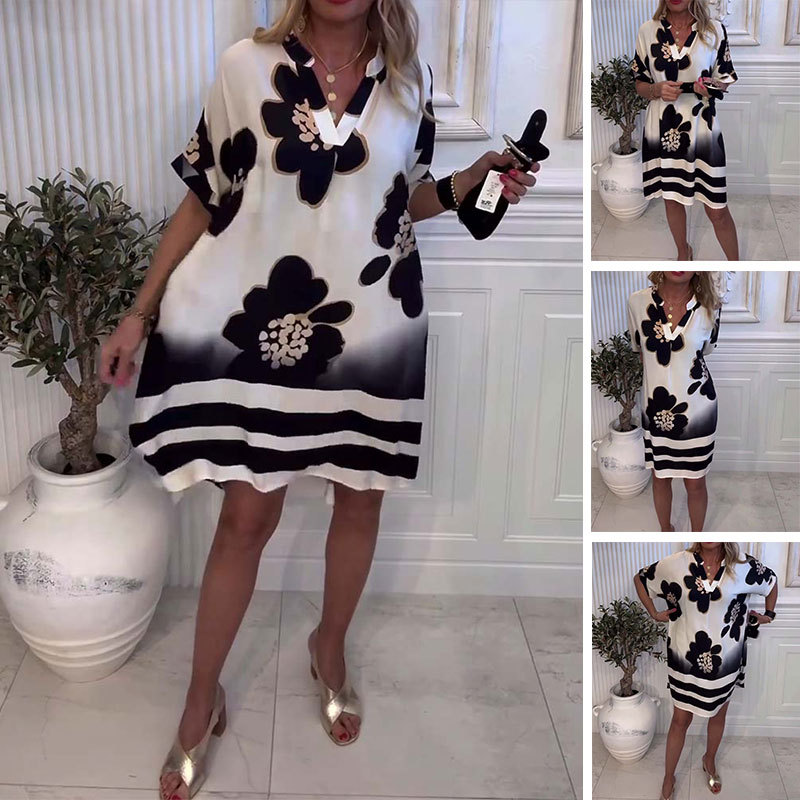 Alice Alesi™ Dámské volné šaty s potiskem a výstřihem do V