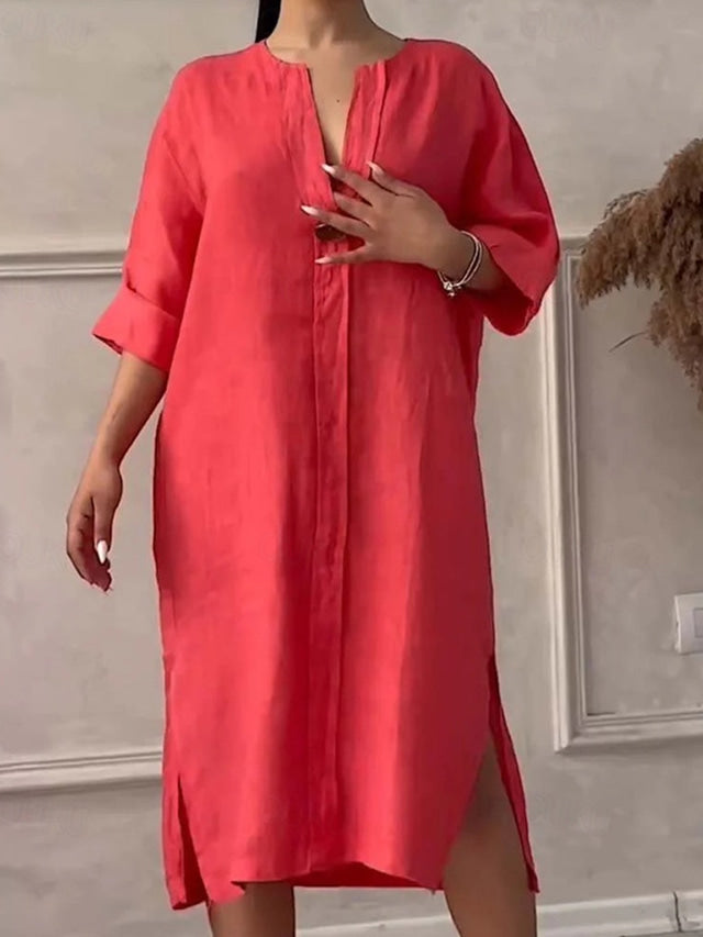 Erika Liotta™ Lehké volnočasové šaty s 3/4 rukávy a výstřihem do V