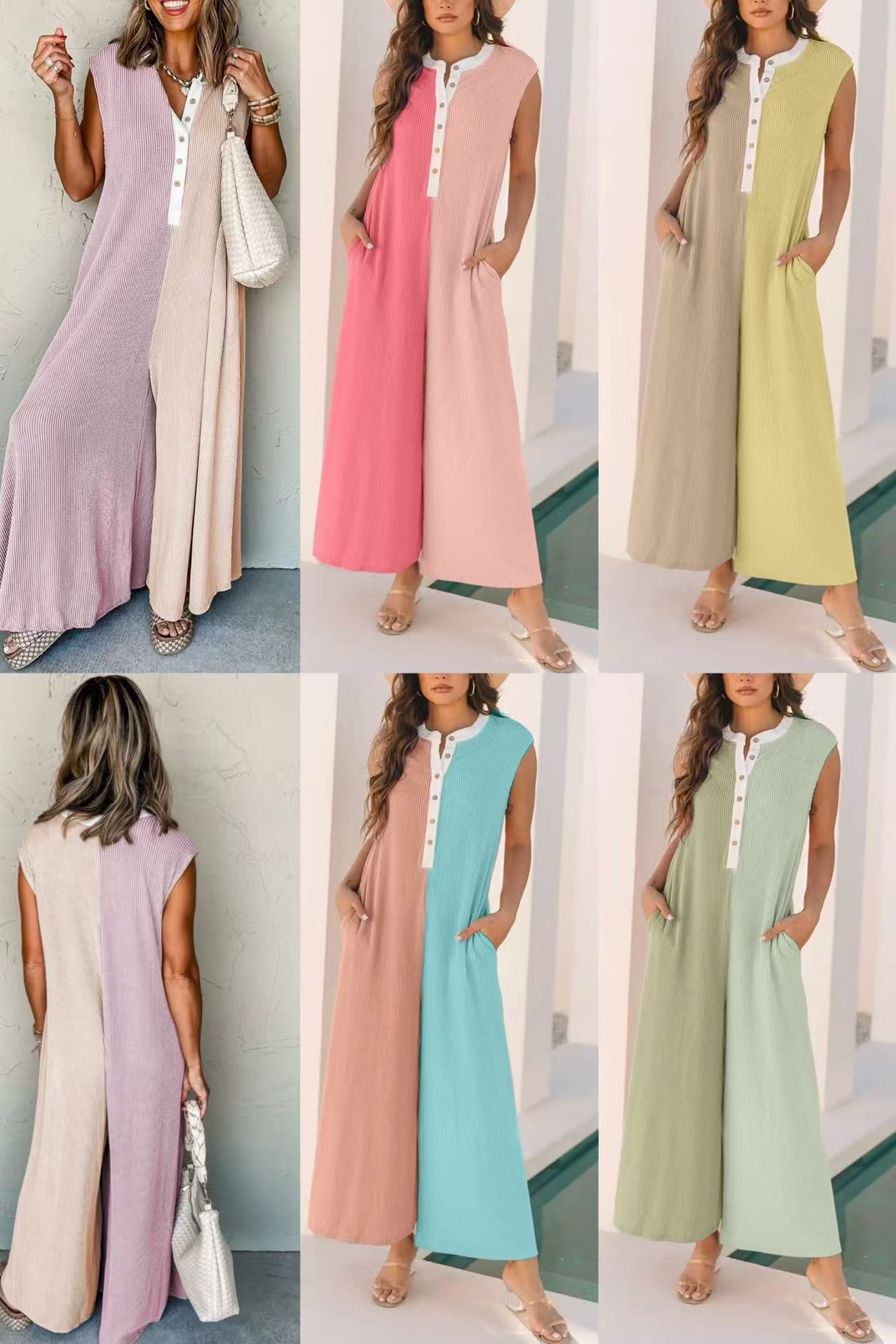 Linda Zambito™ Dámský ležérní overal s širokými nohavicemi