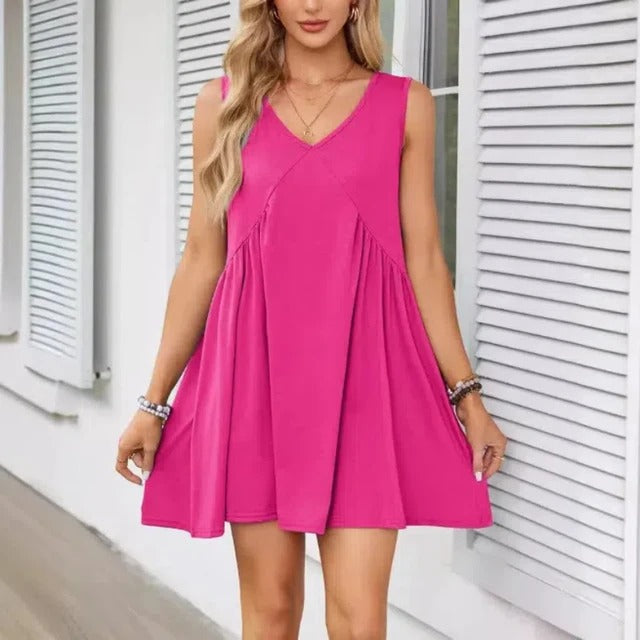 Monica Verno™ Dámská vesta bez rukávů s výstřihem do V Volné skládané šaty