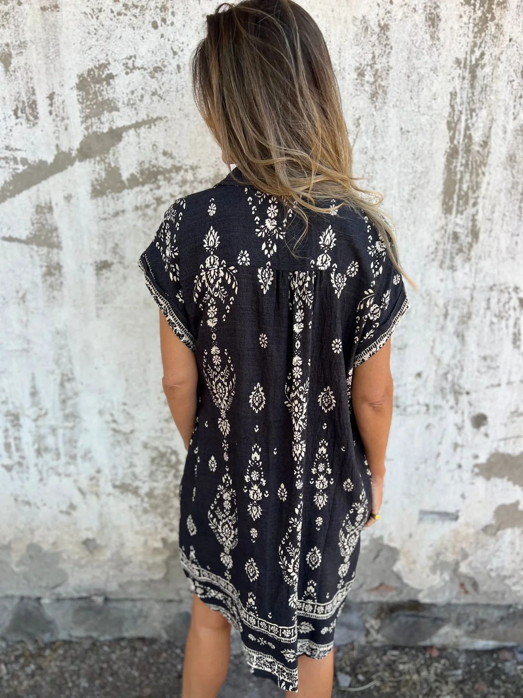 Onorata Forino™ Potištěné šaty s krátkým rukávem a kapsami