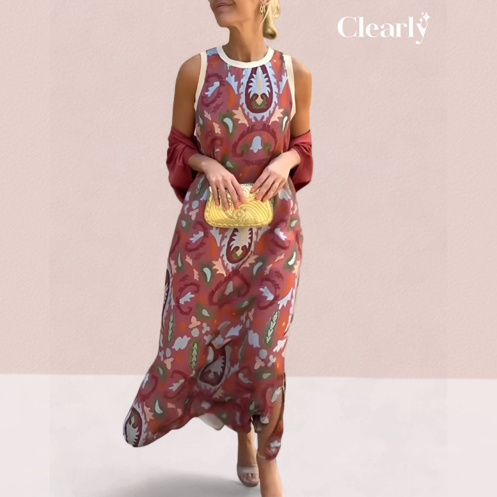 Maruta Fabrizi™ Dámské bezrukávové maxi šaty a přehoz