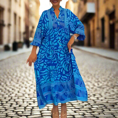 Caterina Tarro™ Dámské volné šaty s potištěným výstřihem do V