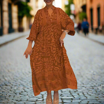 Caterina Tarro™ Dámské volné šaty s potištěným výstřihem do V