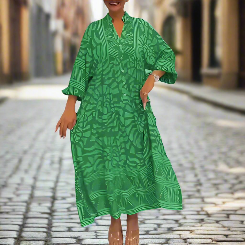 Caterina Tarro™ Dámské volné šaty s potištěným výstřihem do V