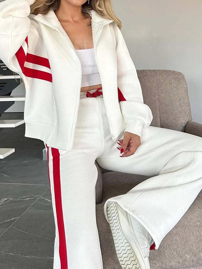 Diana Marsico™ Dámská proužkovaná bunda na zip a volnočasové kalhoty – 2dílná souprava