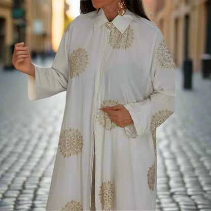 Erica Amadio™ Dvoudílná sada s výstřihem do V a potištěnými širokými nohavicemi