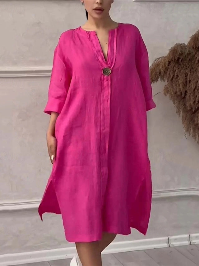 Erika Liotta™ Lehké volnočasové šaty s 3/4 rukávy a výstřihem do V