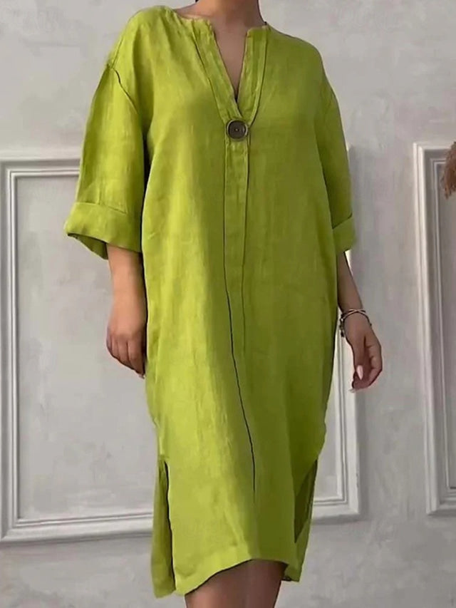 Erika Liotta™ Lehké volnočasové šaty s 3/4 rukávy a výstřihem do V