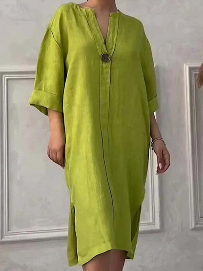 Erika Liotta™ Lehké volnočasové šaty s 3/4 rukávy a výstřihem do V