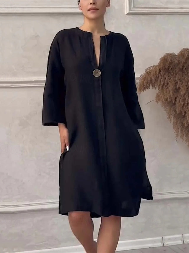 Erika Liotta™ Lehké volnočasové šaty s 3/4 rukávy a výstřihem do V