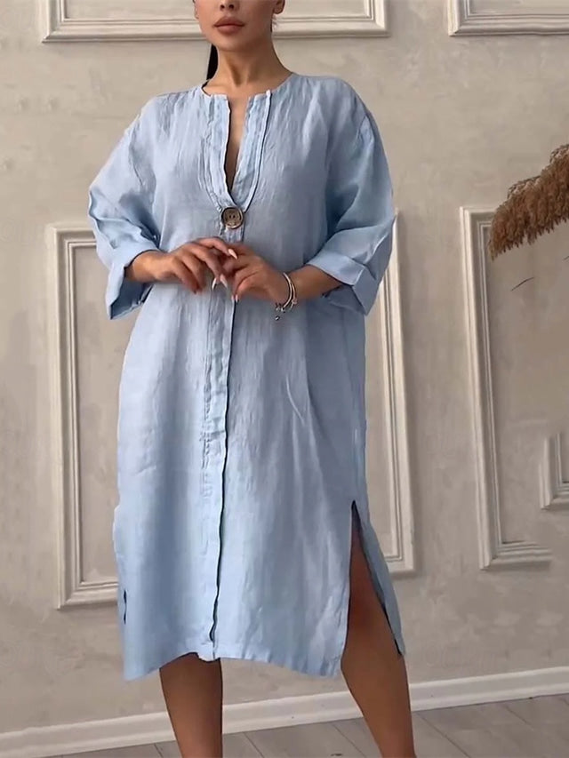 Erika Liotta™ Lehké volnočasové šaty s 3/4 rukávy a výstřihem do V