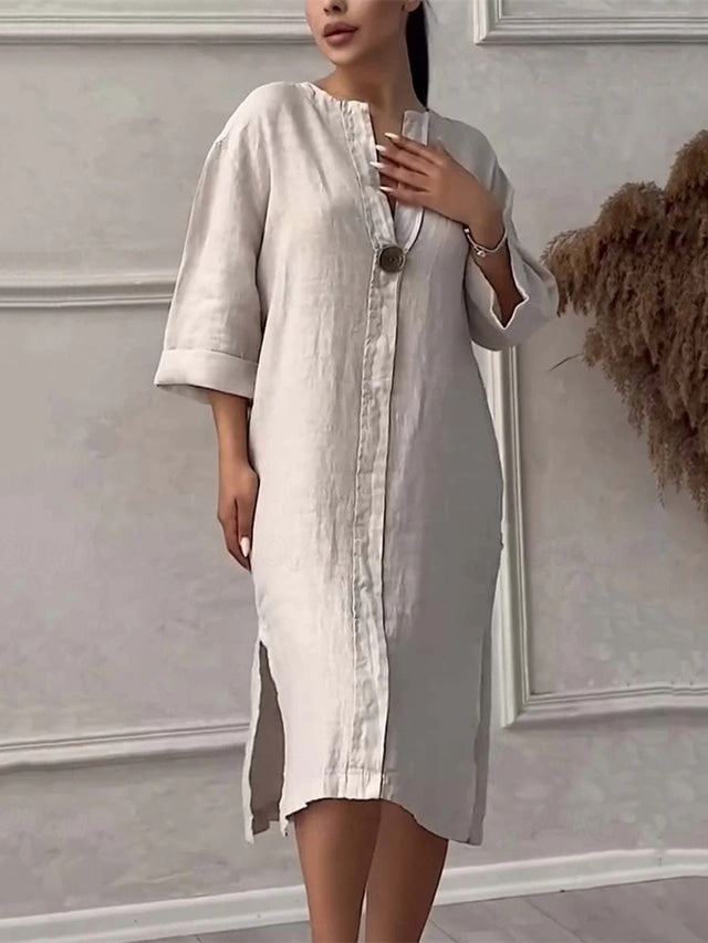 Erika Liotta™ Lehké volnočasové šaty s 3/4 rukávy a výstřihem do V