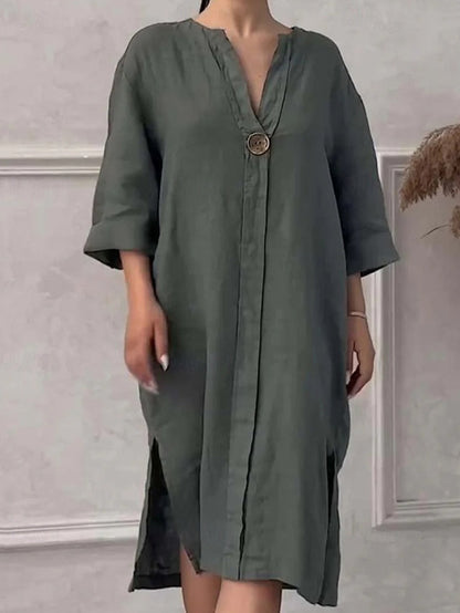 Erika Liotta™ Lehké volnočasové šaty s 3/4 rukávy a výstřihem do V