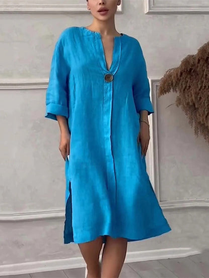 Erika Liotta™ Lehké volnočasové šaty s 3/4 rukávy a výstřihem do V