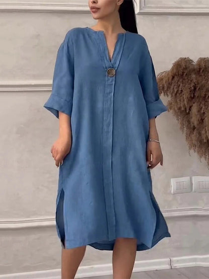 Erika Liotta™ Lehké volnočasové šaty s 3/4 rukávy a výstřihem do V