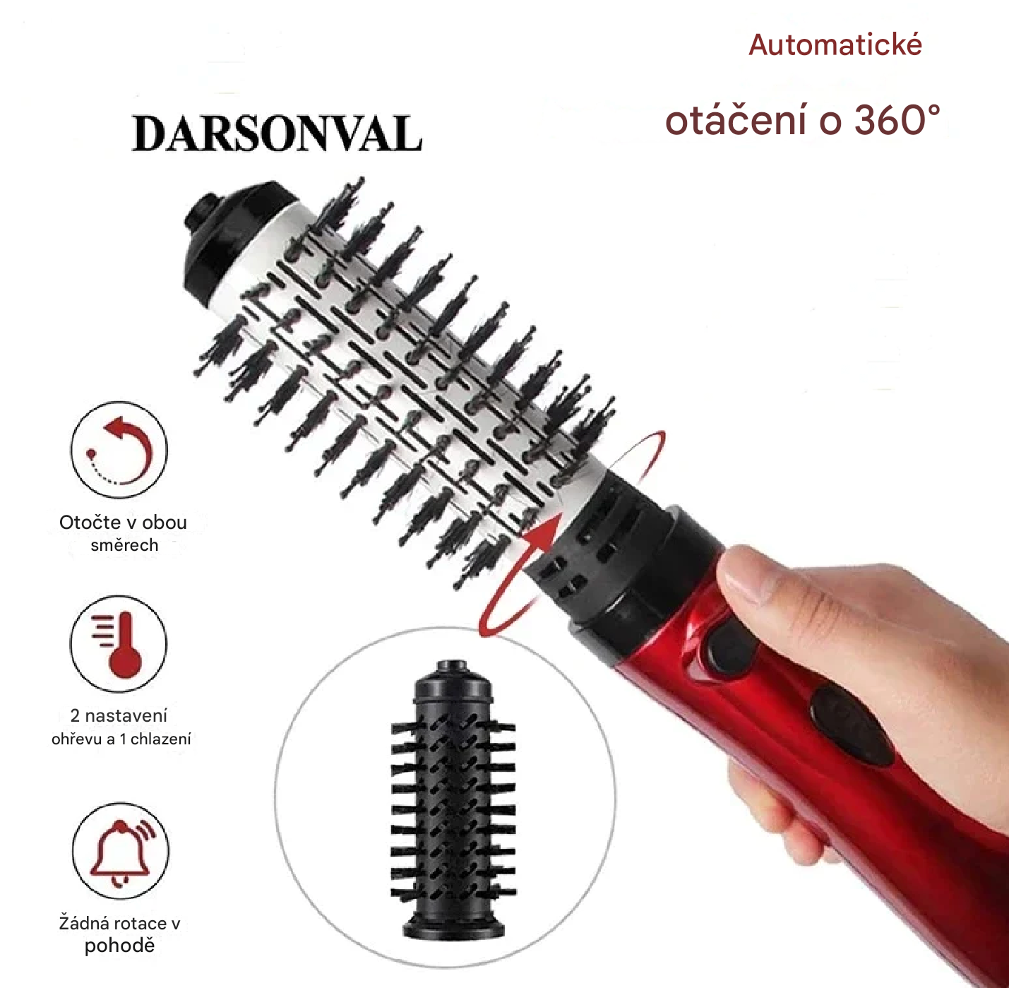 Hair Glam™️ 3 v 1 rotační kartáč, styler a vysoušeč vlasů