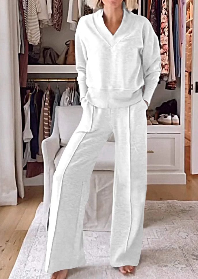 Ivetta Madia™ Dámský dvoudílný komplet s výstřihem do V a kalhotami