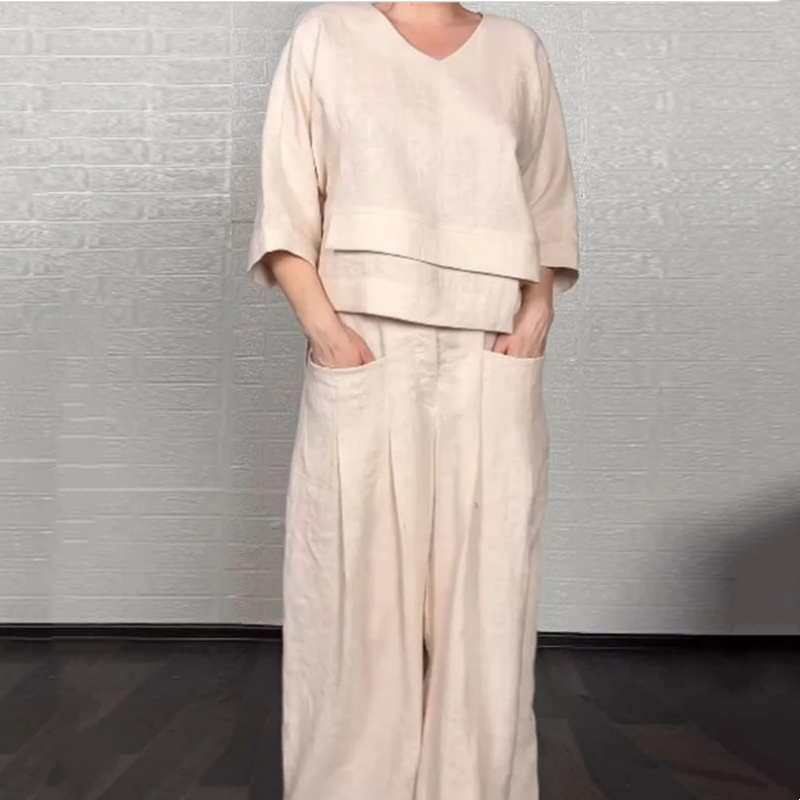 Lea Pane™ Ležérní volná souprava se širokými kalhotami