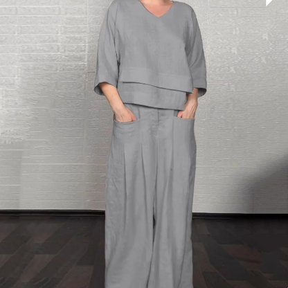 Lea Pane™ Ležérní volná souprava se širokými kalhotami