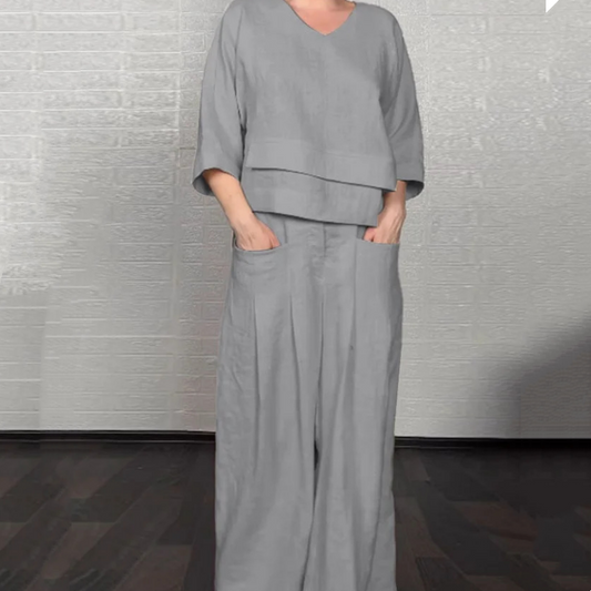 Lea Pane™ Ležérní volná souprava se širokými kalhotami