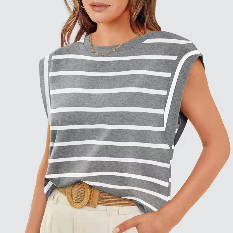 Liana Calo™ Dámské ležérní pruhovaná halenka bez rukávů