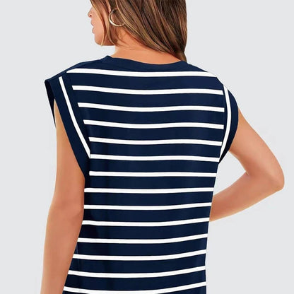Liana Calo™ Dámské ležérní pruhovaná halenka bez rukávů