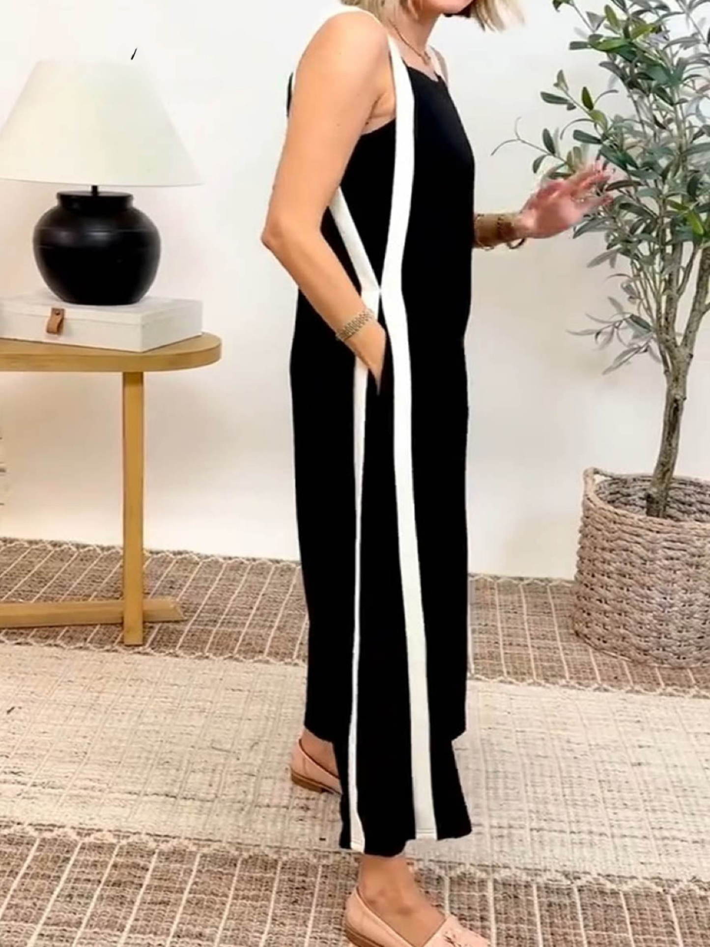 Marilena Fabian™ kombinéza se širokými nohavicemi s kontrastním stehem