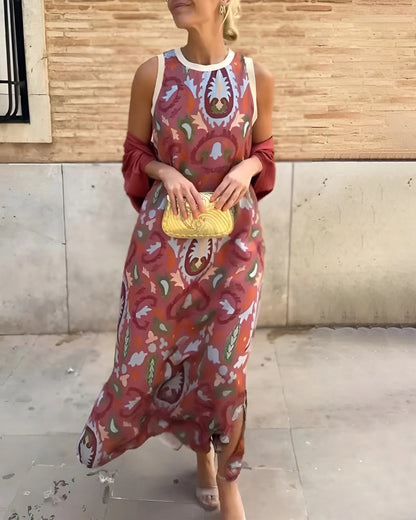 Maruta Fabrizi™ Dámské bezrukávové maxi šaty a přehoz