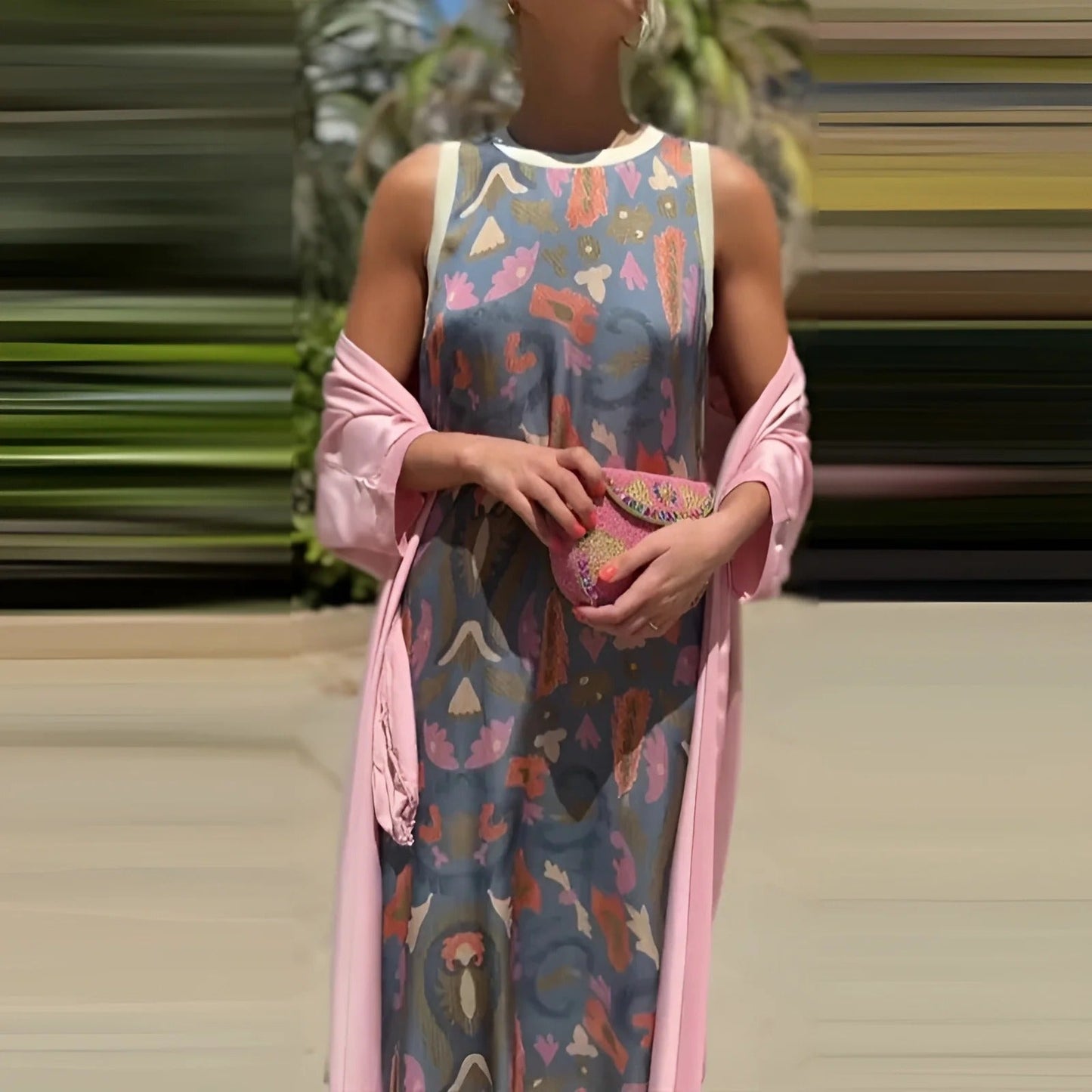 Maruta Fabrizi™ Dámské bezrukávové maxi šaty a přehoz