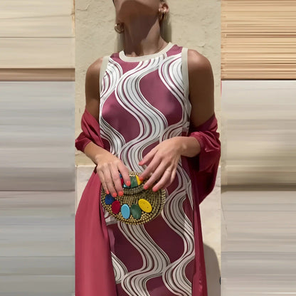 Maruta Fabrizi™ Dámské bezrukávové maxi šaty a přehoz