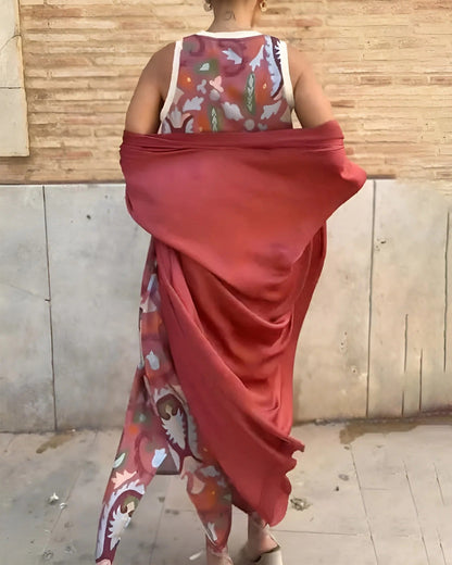 Maruta Fabrizi™ Dámské bezrukávové maxi šaty a přehoz