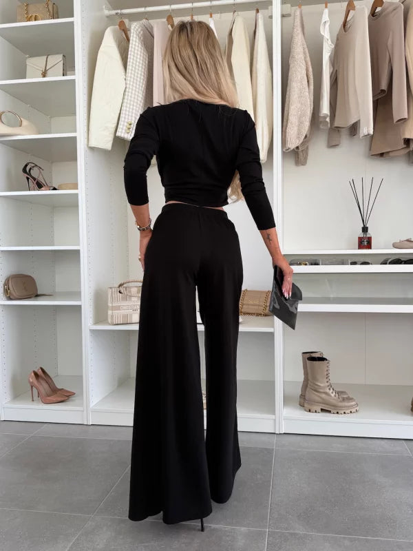 Michela Farina™ Crop Top Set - kulatý výstřih a elastický pas