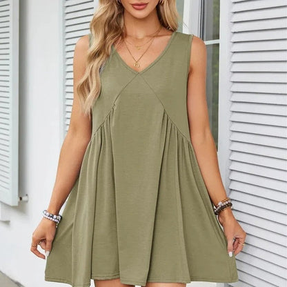 Monica Verno™ Dámská vesta bez rukávů s výstřihem do V Volné skládané šaty