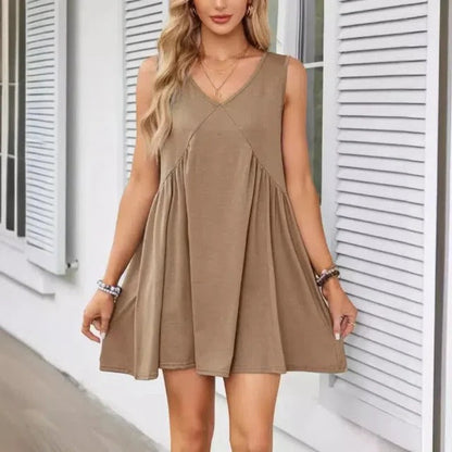 Monica Verno™ Dámská vesta bez rukávů s výstřihem do V Volné skládané šaty