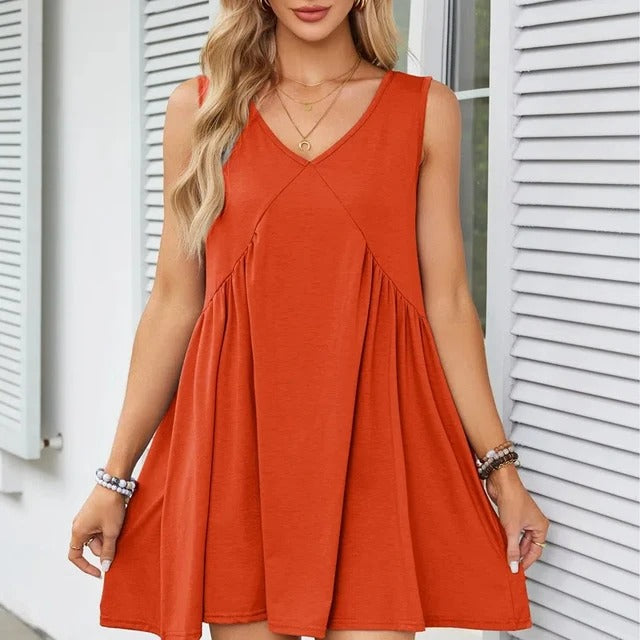 Monica Verno™ Dámská vesta bez rukávů s výstřihem do V Volné skládané šaty