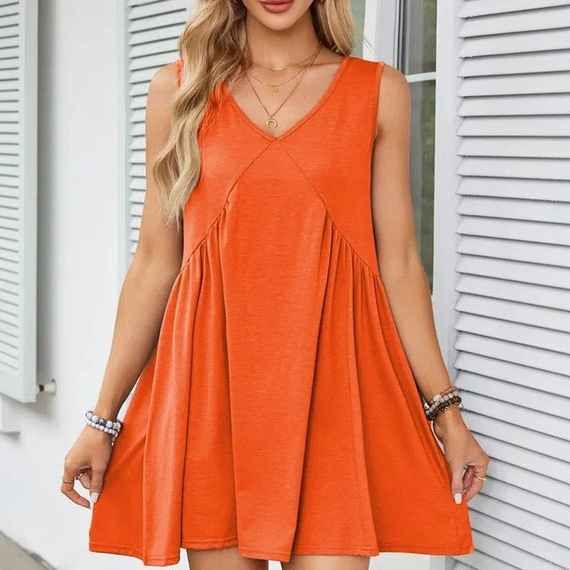 Monica Verno™ Dámská vesta bez rukávů s výstřihem do V Volné skládané šaty