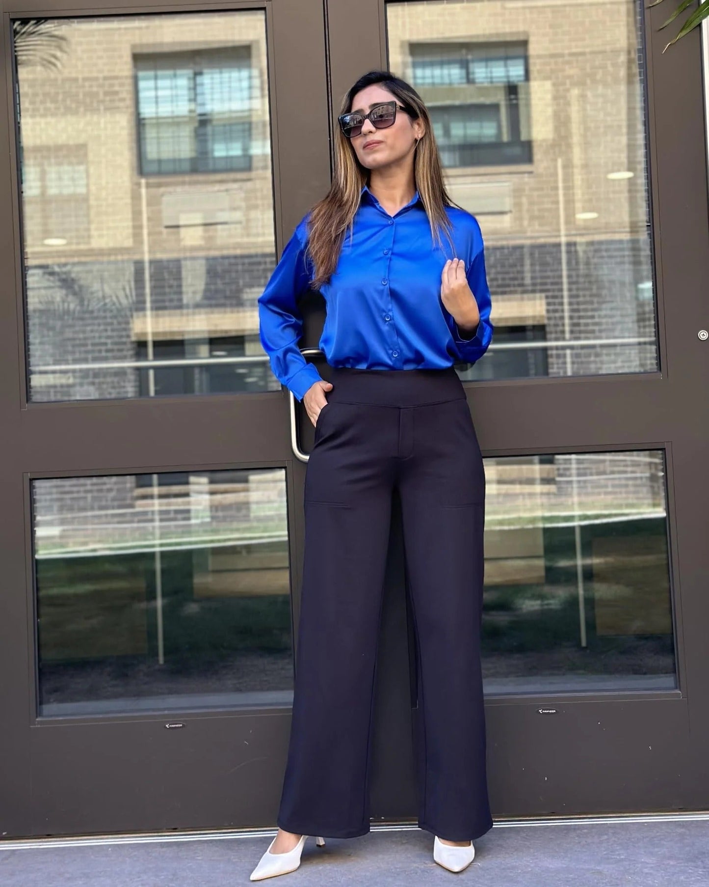 Novella Zani™ Pohodlné kalhoty s vysokým pasem a širokými nohavicemi