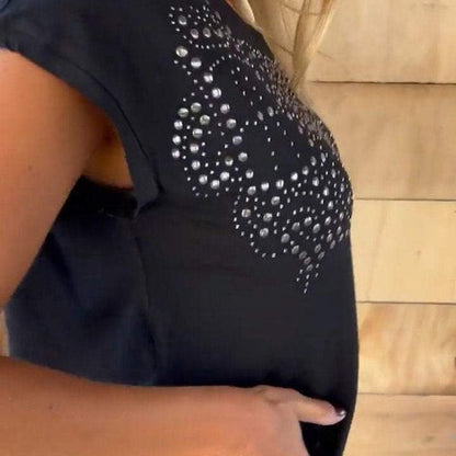 Paola Lampo™ Dámské jednobarevné tričko s krátkým rukávem a potiskem