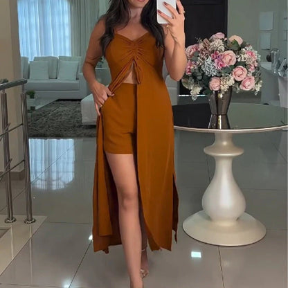 Savina Rosania™ Dámská 2dílná sada: košilka a šortky s dlouhými šaty