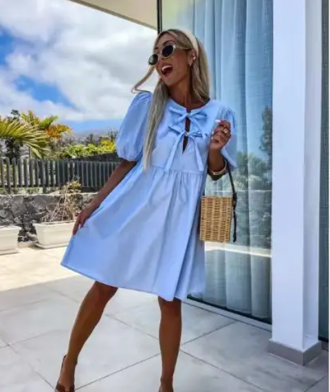 Telica Graci™ Dámské trendy šaty s motýlkem s nabíraným rukávem