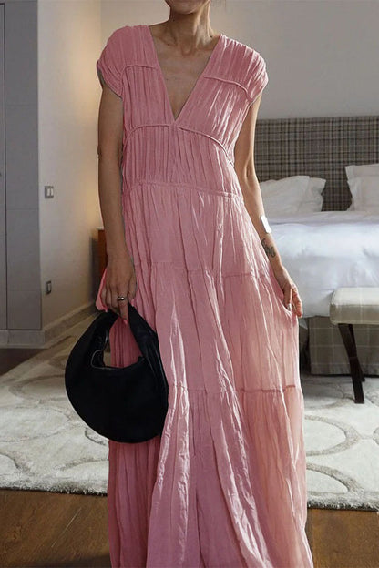 Ugolina Posa™ Maxi šaty s výstřihem do V a plisováním